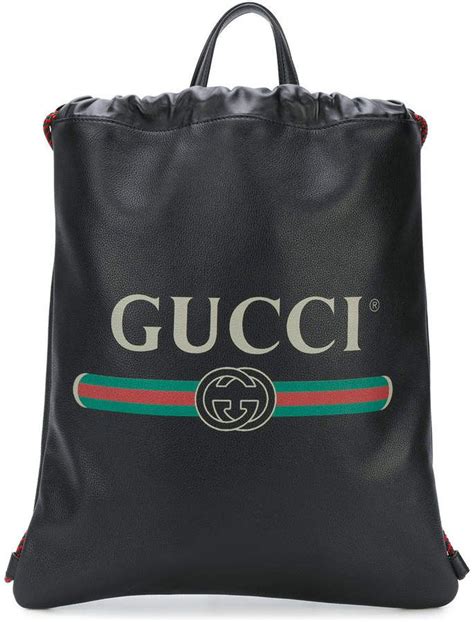 gucci logo print leather drawstring backpack|authentic Gucci logo.